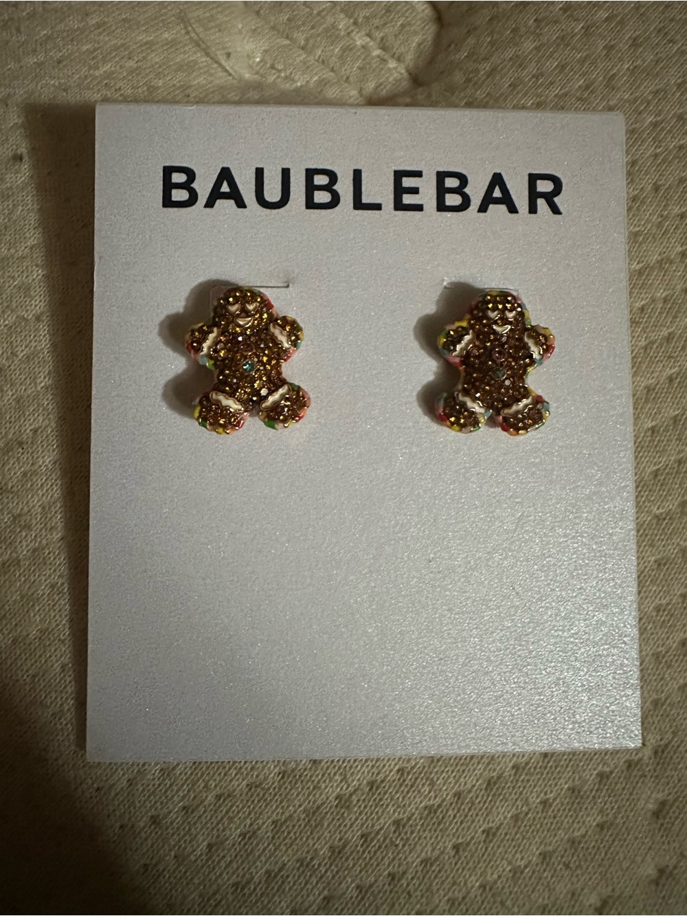 BaubleBar Gold Glitter Gingerbread Stud Earrings